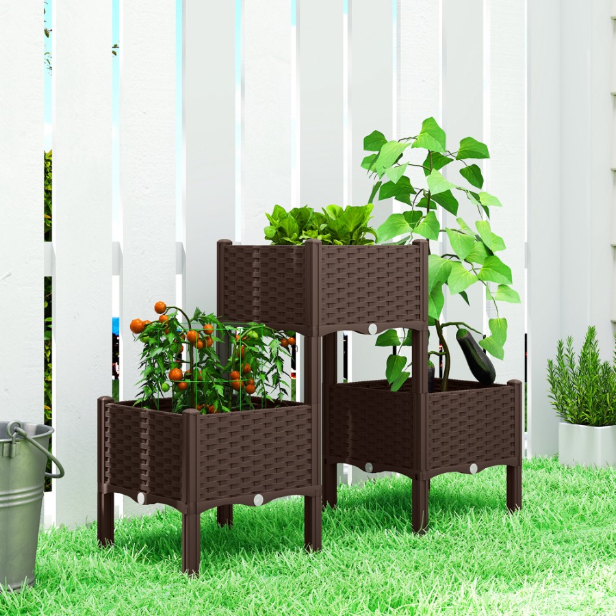 Self-Watering Planter - Canteiro elevado de plástico com pés,