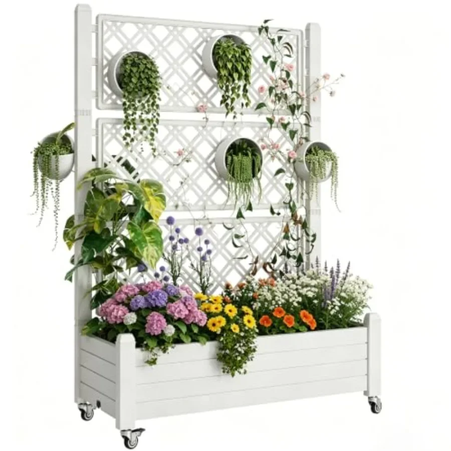 Self-Watering Planter - Canteiro elevado com treliça, caixa de