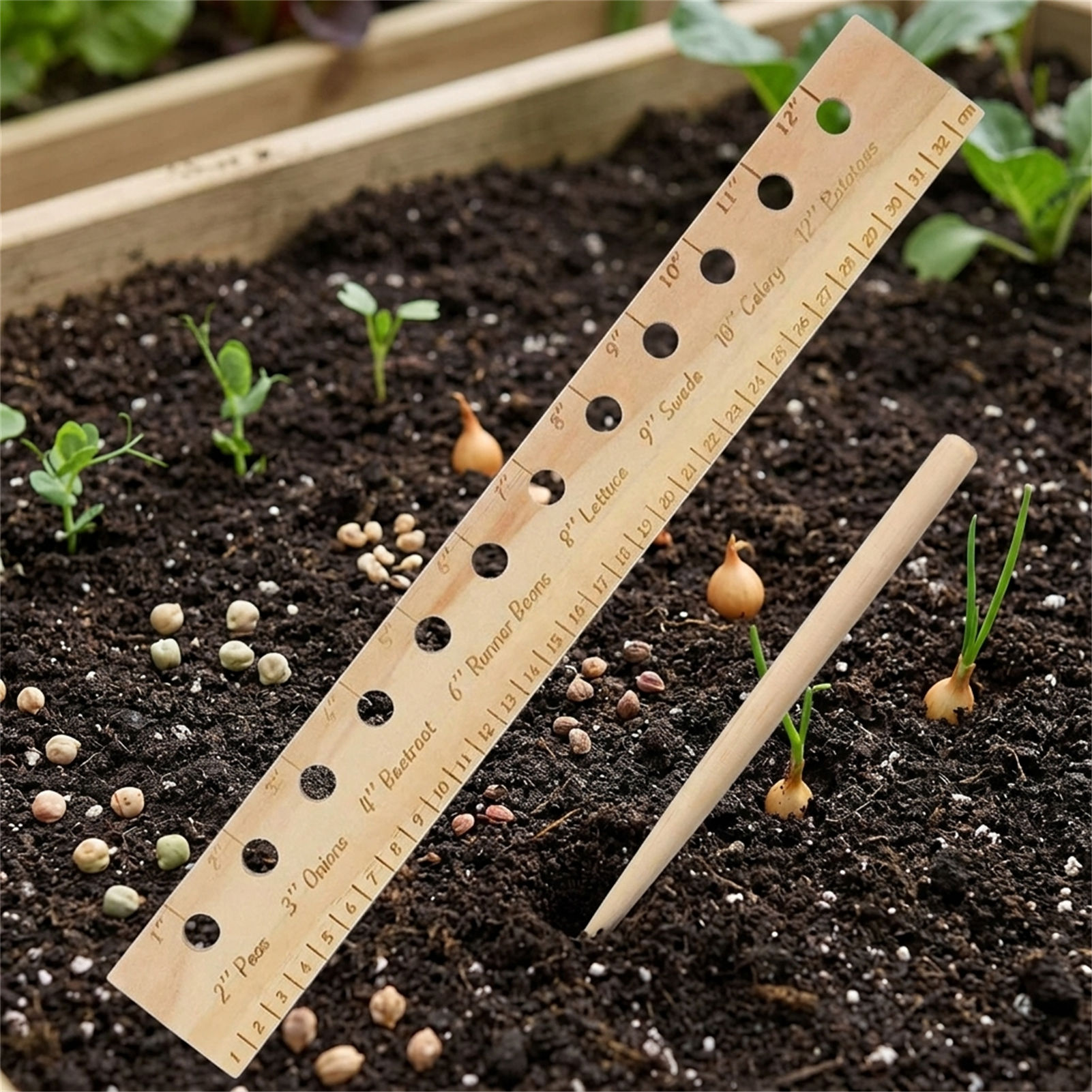 Régua de Plantio em Madeira Só - Gardening Tools Vegetables avaliação e preço